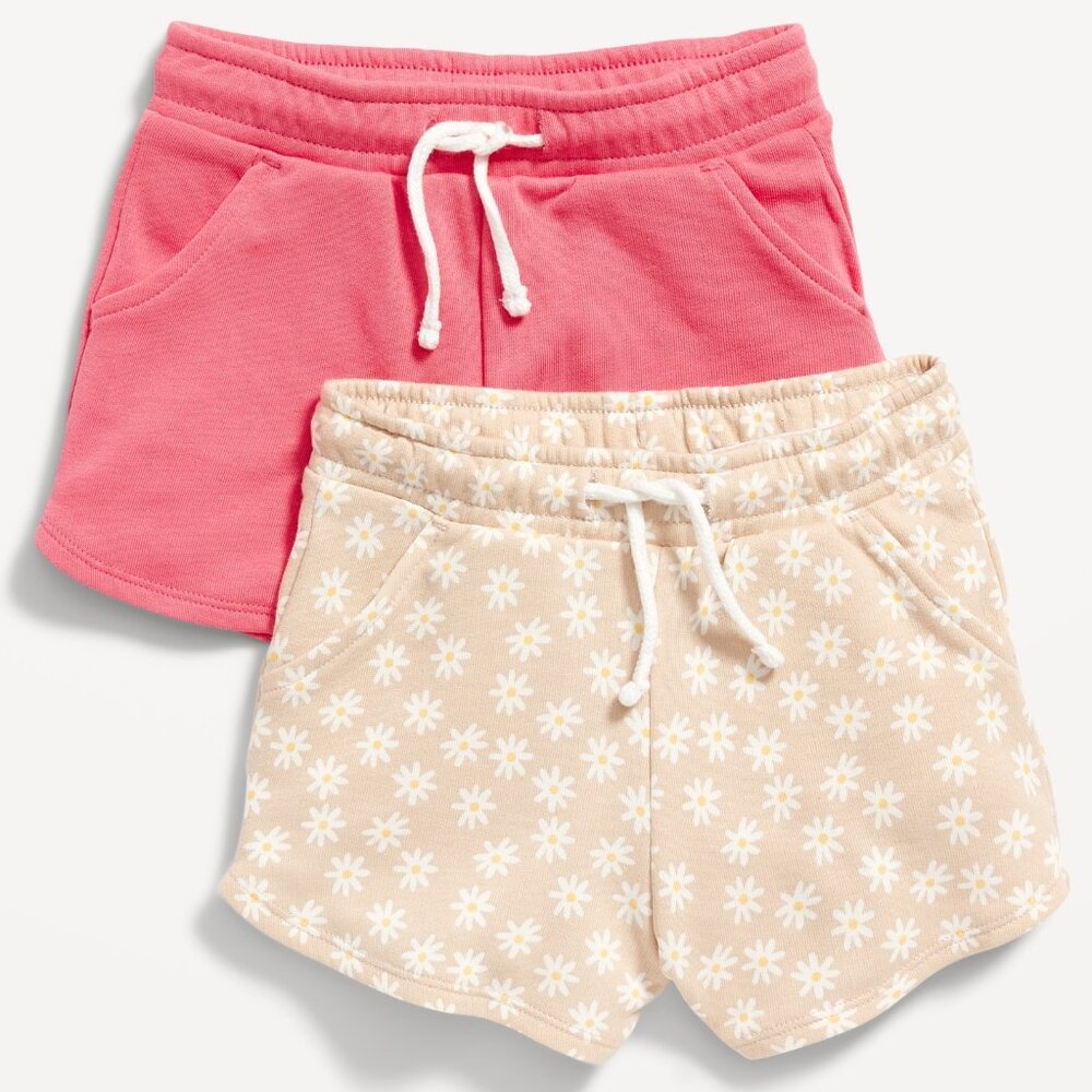 2-Pack French Terry Pull-On Shorts Toddler Girls Kids Floral Daylily Size 5T